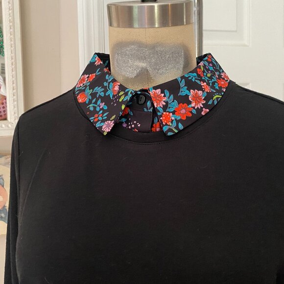 ZAC & RACHEL Black FLORAL Collared Layered look BLACK Blouse Shirt *SMALL* - Picture 2 of 7